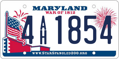MD license plate 4AH1854