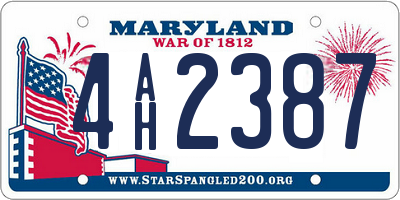 MD license plate 4AH2387