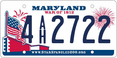 MD license plate 4AH2722