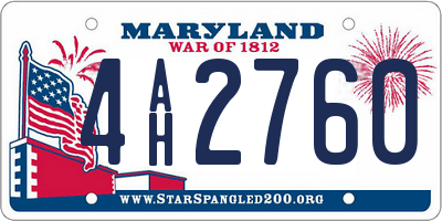 MD license plate 4AH2760