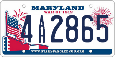 MD license plate 4AH2865