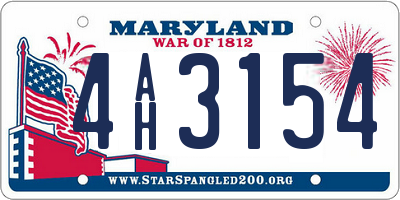 MD license plate 4AH3154