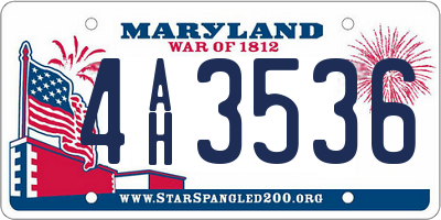 MD license plate 4AH3536