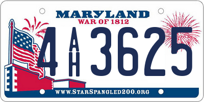 MD license plate 4AH3625