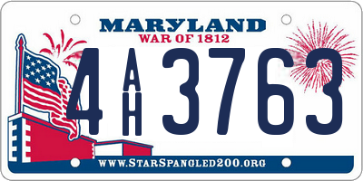 MD license plate 4AH3763