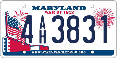 MD license plate 4AH3831
