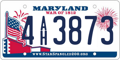 MD license plate 4AH3873
