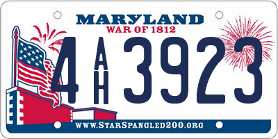 MD license plate 4AH3923