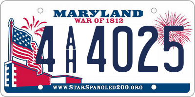 MD license plate 4AH4025
