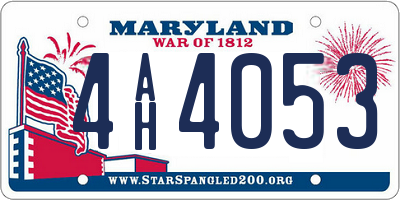 MD license plate 4AH4053