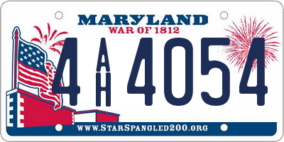 MD license plate 4AH4054