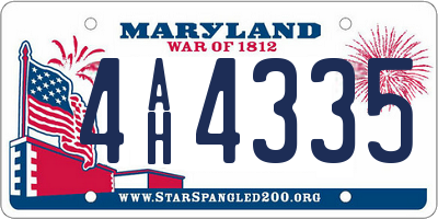MD license plate 4AH4335