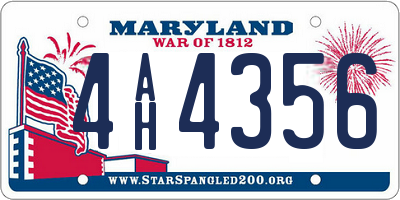 MD license plate 4AH4356