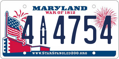 MD license plate 4AH4754