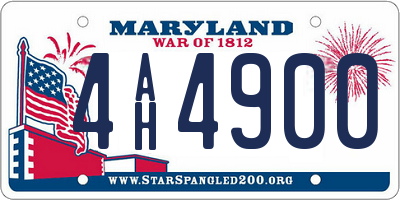 MD license plate 4AH4900