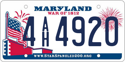 MD license plate 4AH4920