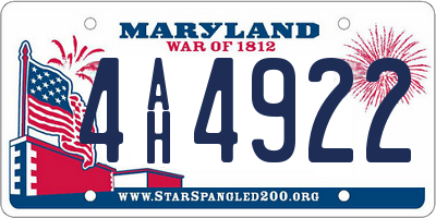 MD license plate 4AH4922