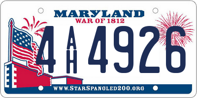 MD license plate 4AH4926
