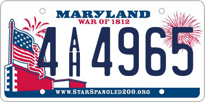MD license plate 4AH4965