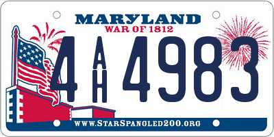 MD license plate 4AH4983