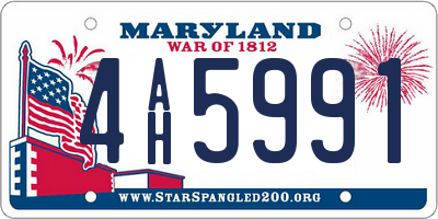 MD license plate 4AH5991