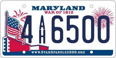 MD license plate 4AH6500