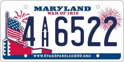 MD license plate 4AH6522