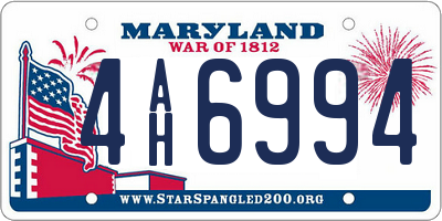 MD license plate 4AH6994