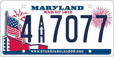 MD license plate 4AH7077