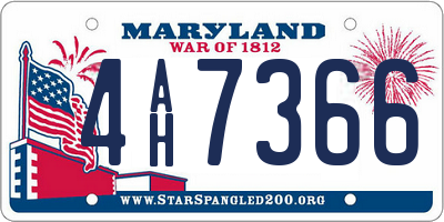 MD license plate 4AH7366
