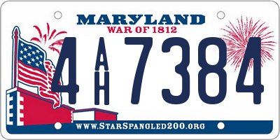 MD license plate 4AH7384