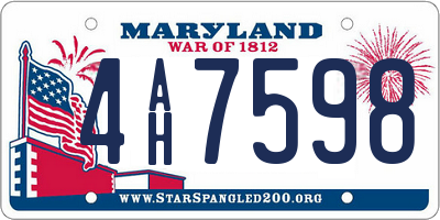 MD license plate 4AH7598