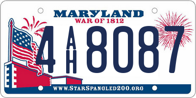MD license plate 4AH8087