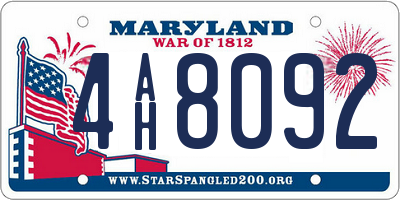 MD license plate 4AH8092