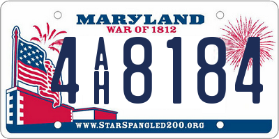 MD license plate 4AH8184