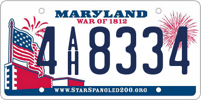 MD license plate 4AH8334