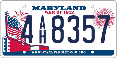 MD license plate 4AH8357