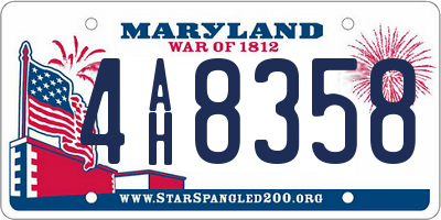MD license plate 4AH8358