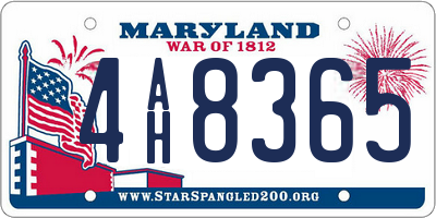 MD license plate 4AH8365