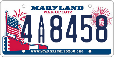 MD license plate 4AH8458