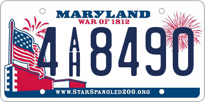 MD license plate 4AH8490