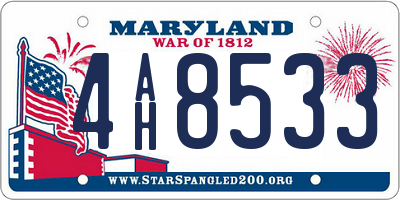 MD license plate 4AH8533