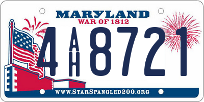MD license plate 4AH8721