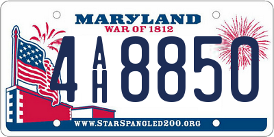 MD license plate 4AH8850