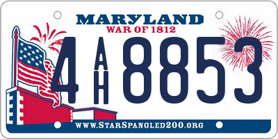 MD license plate 4AH8853