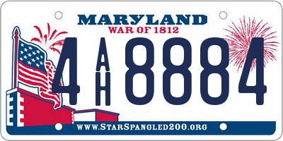 MD license plate 4AH8884