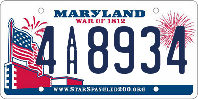 MD license plate 4AH8934