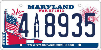 MD license plate 4AH8935