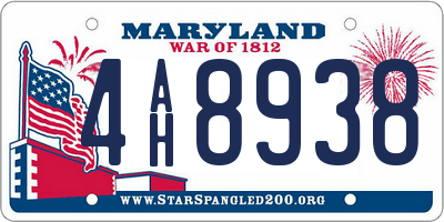 MD license plate 4AH8938