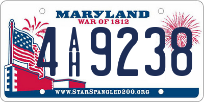 MD license plate 4AH9238